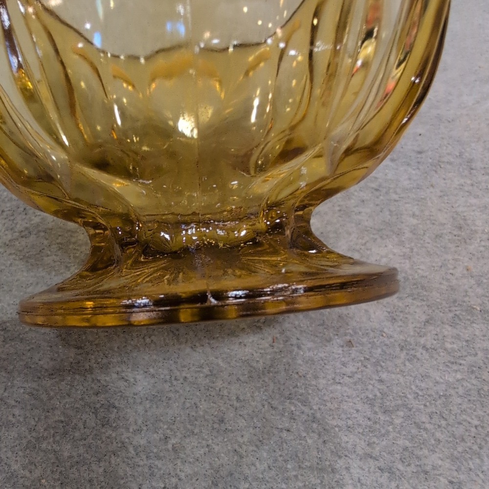 Vintage Anchor Hocking Amber Pressed Glass Footed Candy Dish with Lid Bowl - Picture 5 of 8